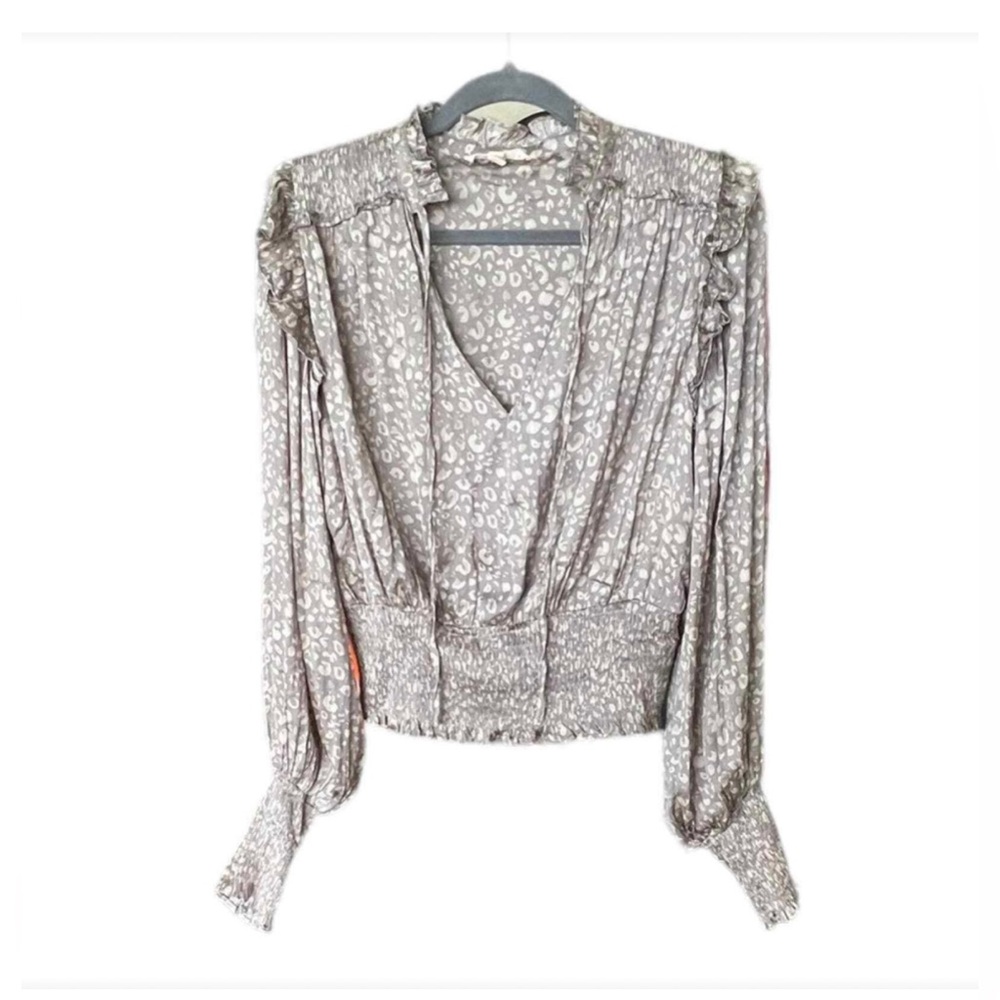 Grade and Gather Leopard Satin Blouse
